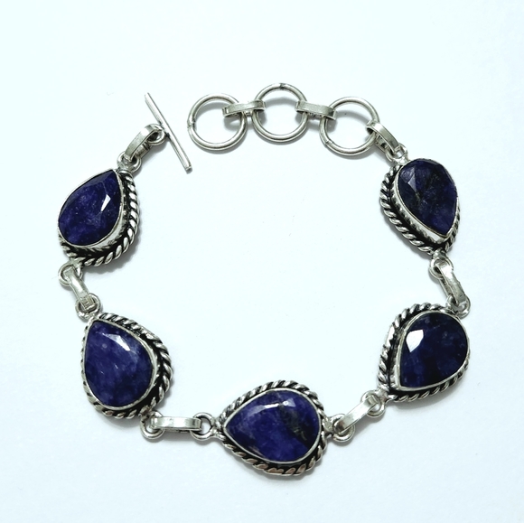 Narural Sapphire Sterling silver Link bracelet - Picture 9 of 9